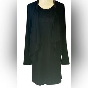Eileen Fisher Black set Dress and  Cardigan dress 100% Wool cardigan  100%Silk